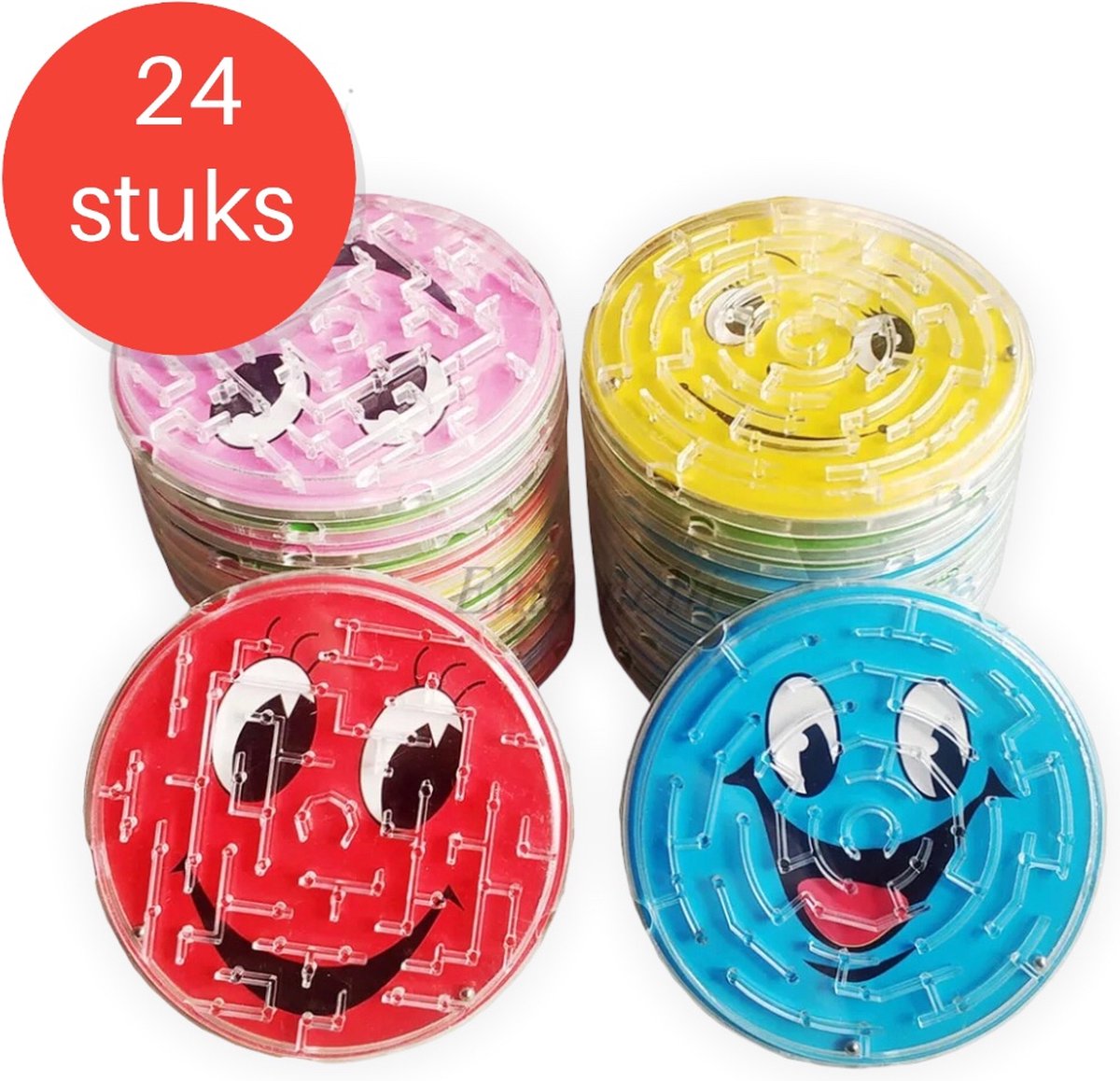 Uitdeelcadeau kinderen (24pcs) - Doolhof Smileys - Traktatie - Klein speelgoed